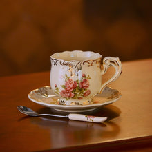 Load image into Gallery viewer, Yolife Queen Rose Ceramic Coffee Mug Porcelain Red Tea Cup and Saucer Beauty Drinkware Gift 250ml