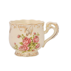 Yolife Queen Rose Ceramic Coffee Mug Porcelain Red Tea Cup and Saucer Beauty Drinkware Gift 250ml