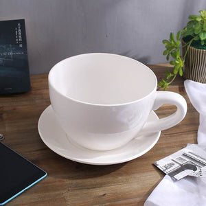 Simple Creative White Extra Large mug with Saucer Craft Decoration Cafe Bar Restaurant Ornaments Oversized mug