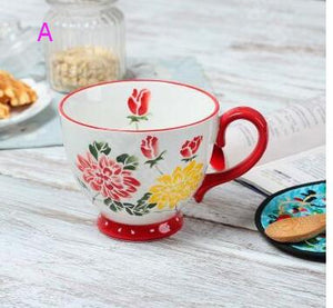 Nordic Coffee Cup Breakfast Cup Hand Painted Soup cup Creative Ceramics Mugs Cereal mugs Water Cups Relief mug CL09282206
